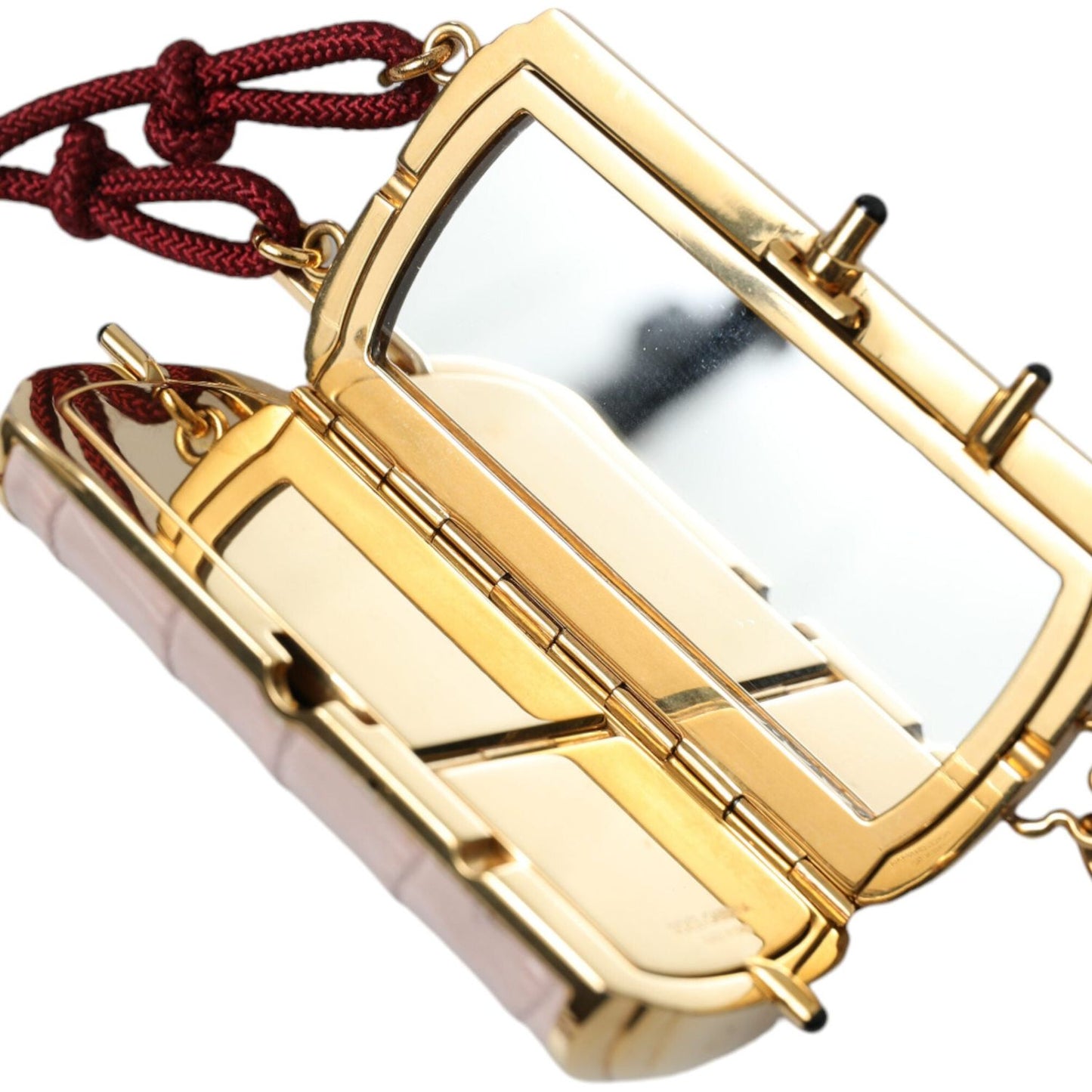 Dolce & Gabbana Exotic Pink Leather Mini Mirror Bag with Tassel Dolce & Gabbana Bisque