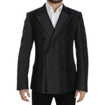 Dolce & Gabbana Elegant Gray Striped Wool Slim Blazer Dolce & Gabbana Black