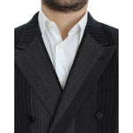 Dolce & Gabbana Elegant Gray Striped Wool Slim Blazer Dolce & Gabbana Dark Slate Gray