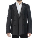 Dolce & Gabbana Elegant Gray Striped Wool Slim Blazer Dolce & Gabbana Dark Slate Gray
