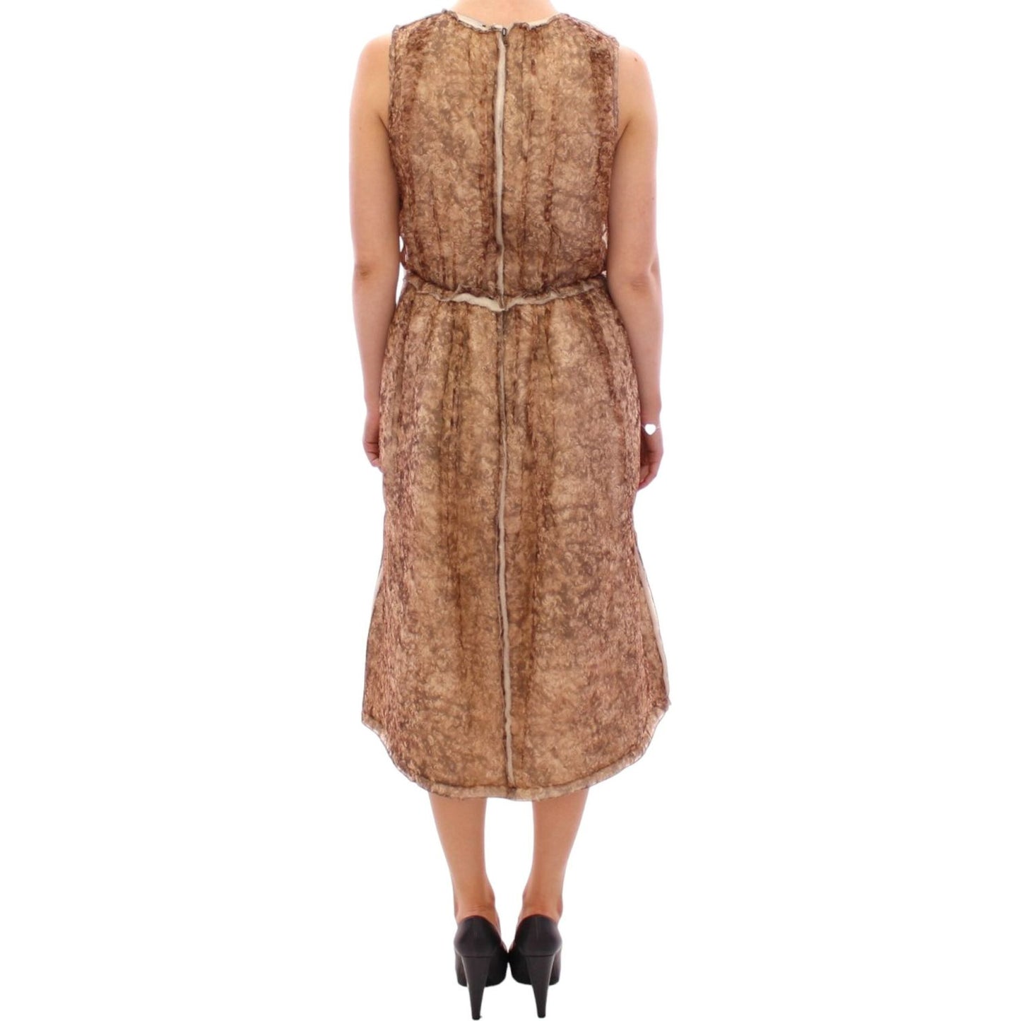 Dolce & Gabbana Elegant Silk Sleeveless Knee-Length Dress Dolce & Gabbana Rosy Brown
