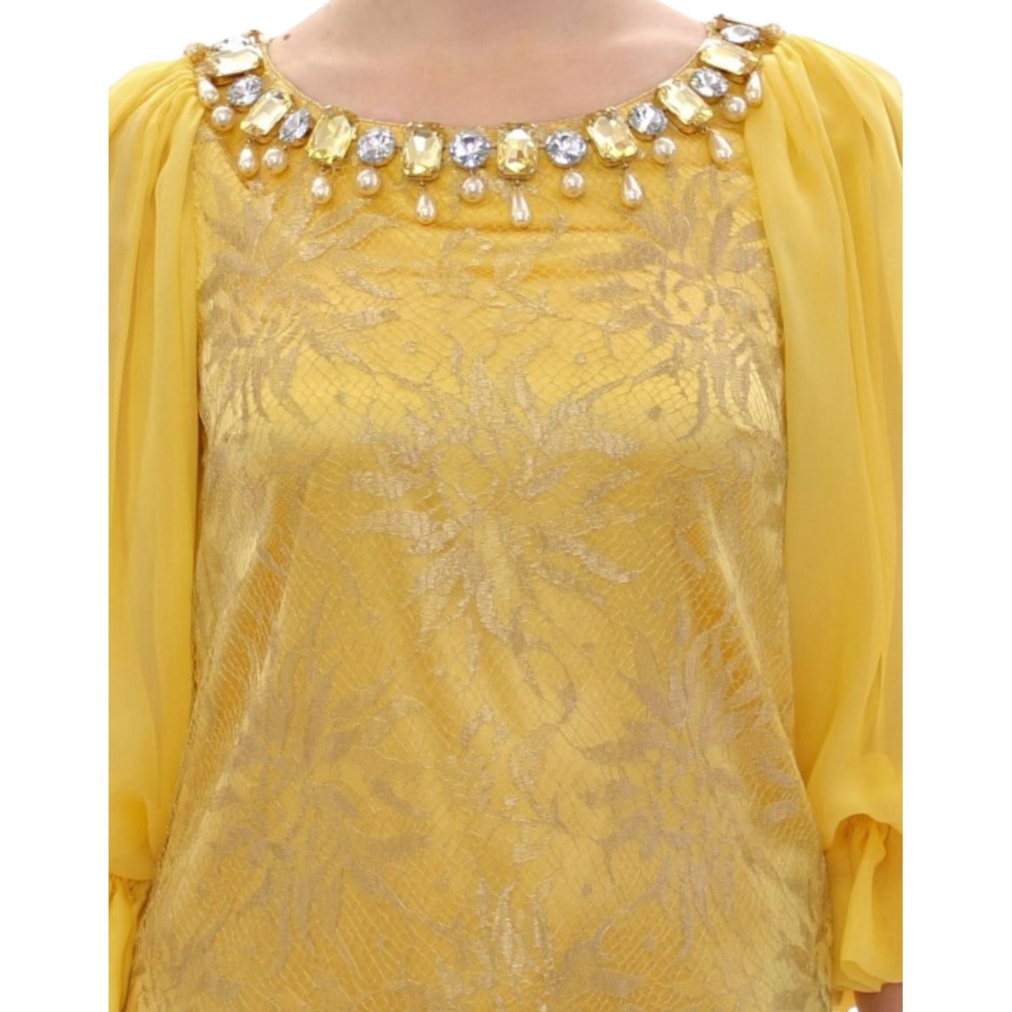 Dolce & Gabbana Yellow Lace Crystal Embellished Mini Dress Dolce & Gabbana Dark Khaki