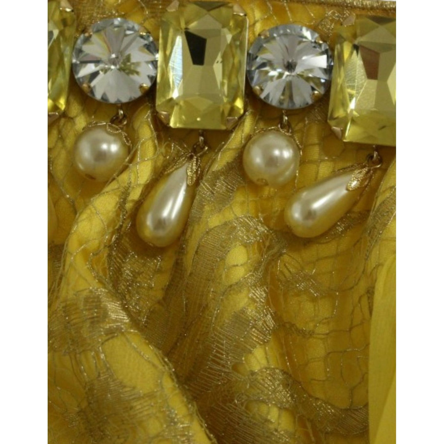 Dolce & Gabbana Yellow Lace Crystal Embellished Mini Dress Dolce & Gabbana Saddle Brown