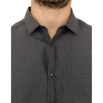 Costume National Chic Gray Checked Casual Linen Blend Shirt Costume National Dark Slate Gray