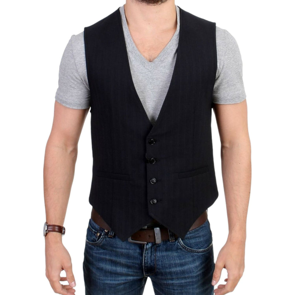 Costume National Elegant Striped Casual Vest - Cotton Blend Costume National Tan