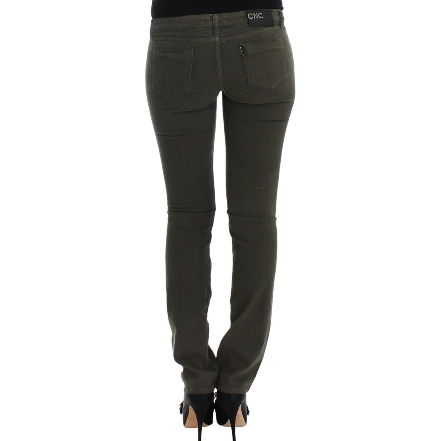 Costume National Chic Green Slim Leg Designer Jeans Costume National Dark Slate Gray