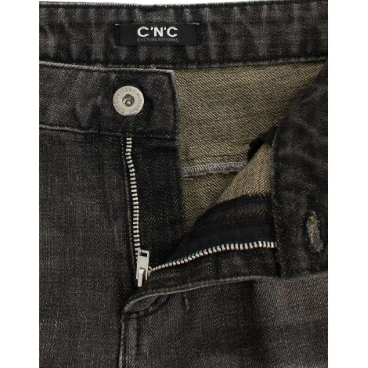 Costume National Sleek Gray Straight Leg Distressed Jeans Costume National Dark Slate Gray
