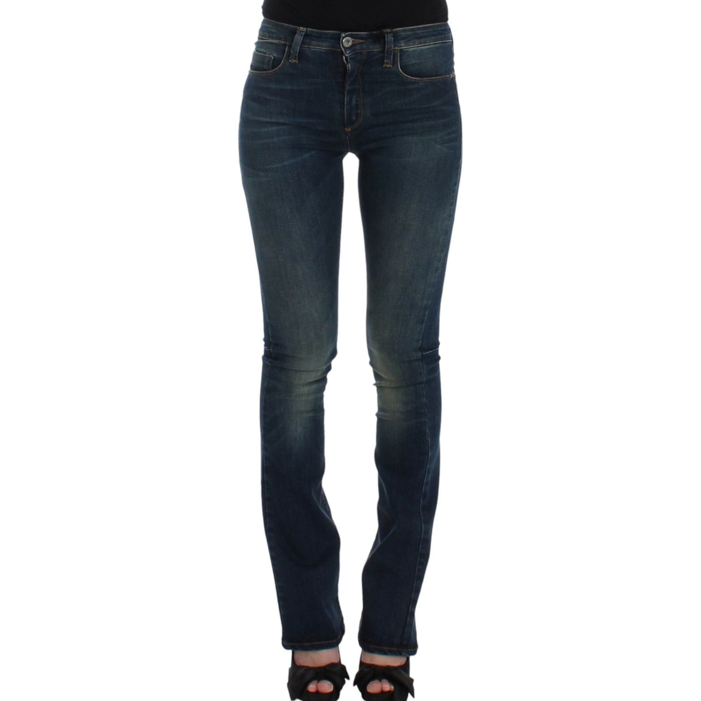 Costume National Chic Blue Straight Leg Designer Jeans Costume National Dark Slate Gray