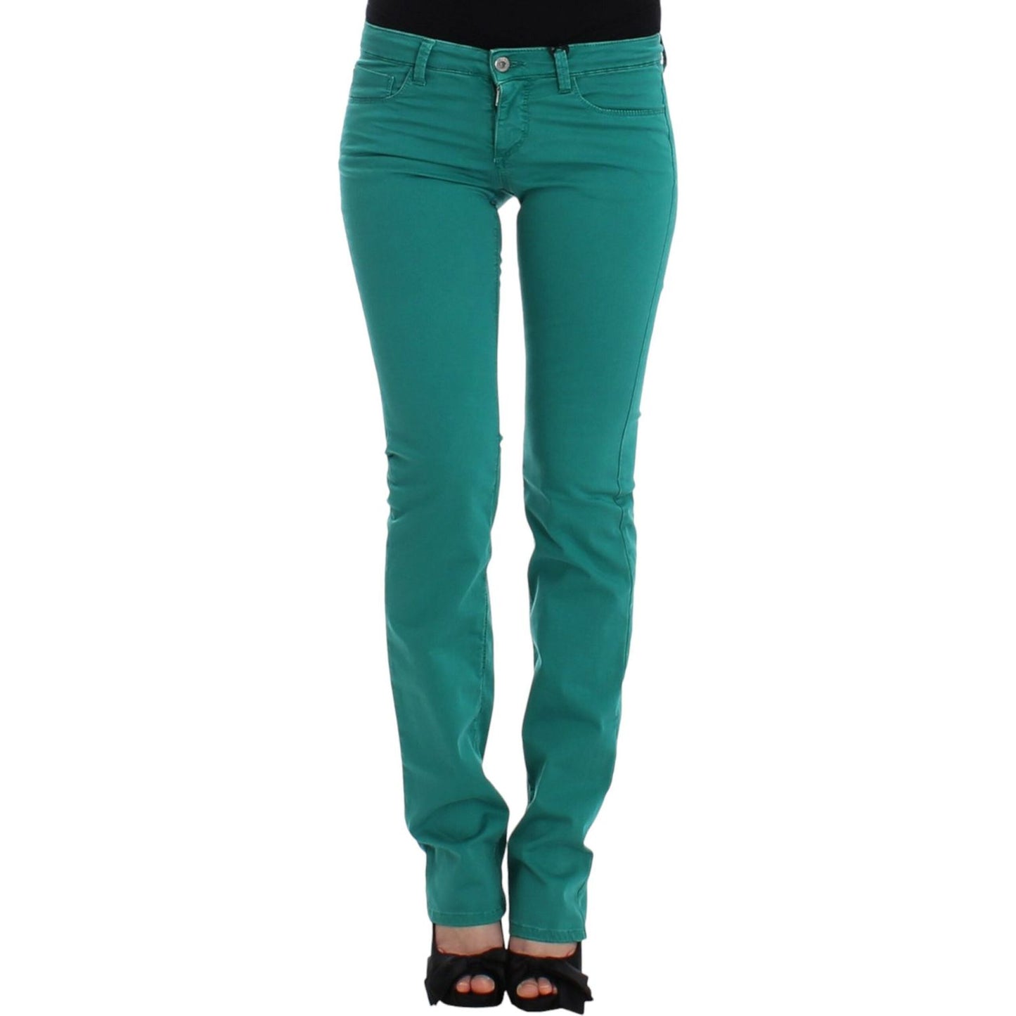 Costume National Chic Green Straight Leg Jeans for Sophisticated Style Costume National Sea Green