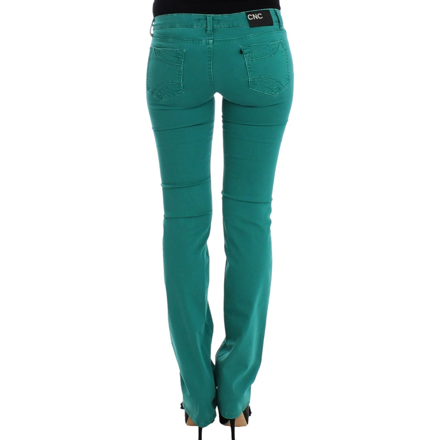 Costume National Chic Green Straight Leg Jeans for Sophisticated Style Costume National Sea Green