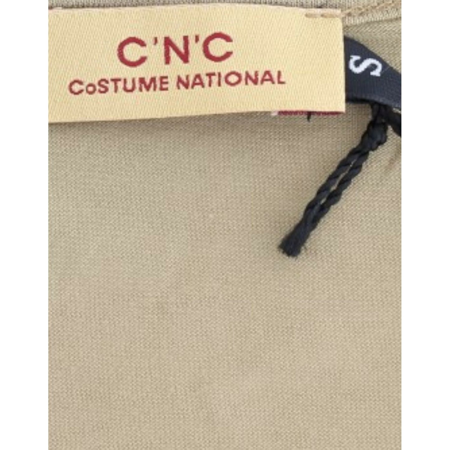 Costume National Chic Green Multicolor Print V-Neck Tee Costume National Tan