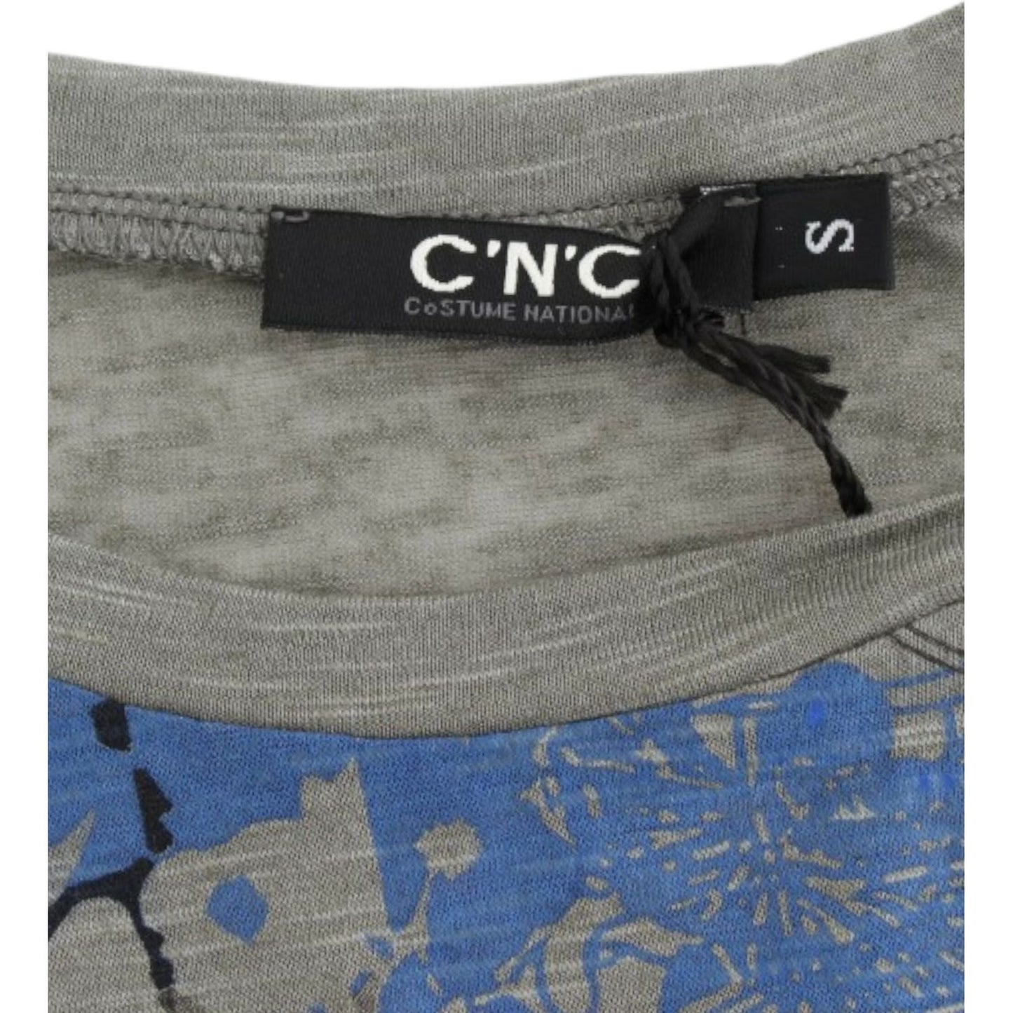 Costume National Chic Sleeveless Gray Top with Blue Detailing Costume National Slate Gray