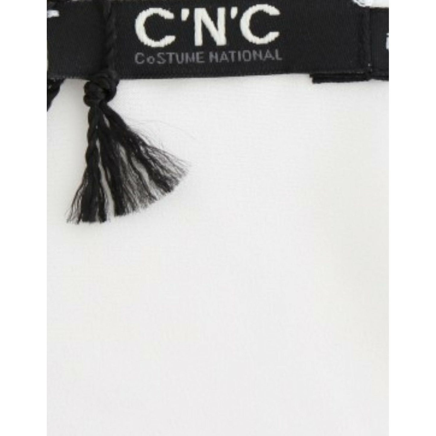 Costume National Chic White V-Neck Motive Print Tee Costume National Dark Slate Gray