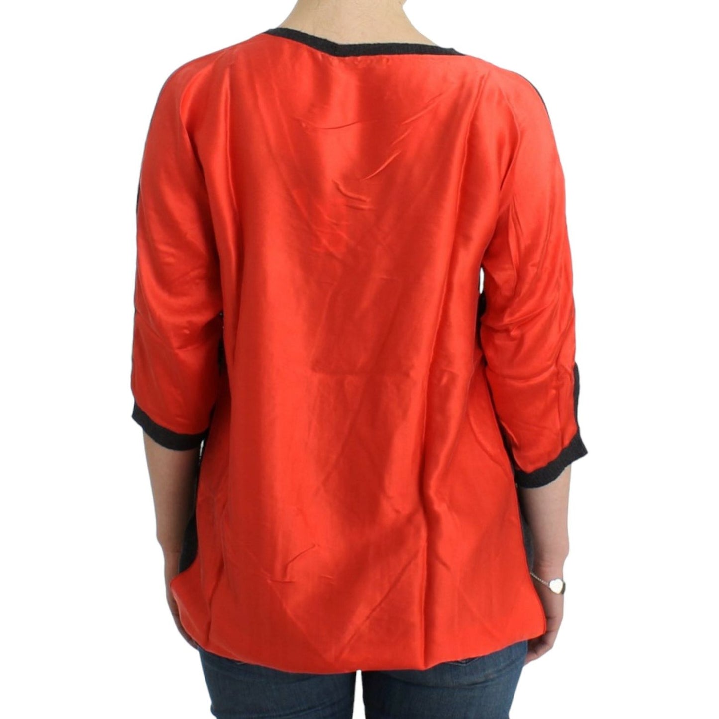 Costume National Chic V-Neck Alpaca Blend Short Sleeve Sweater Costume National Firebrick