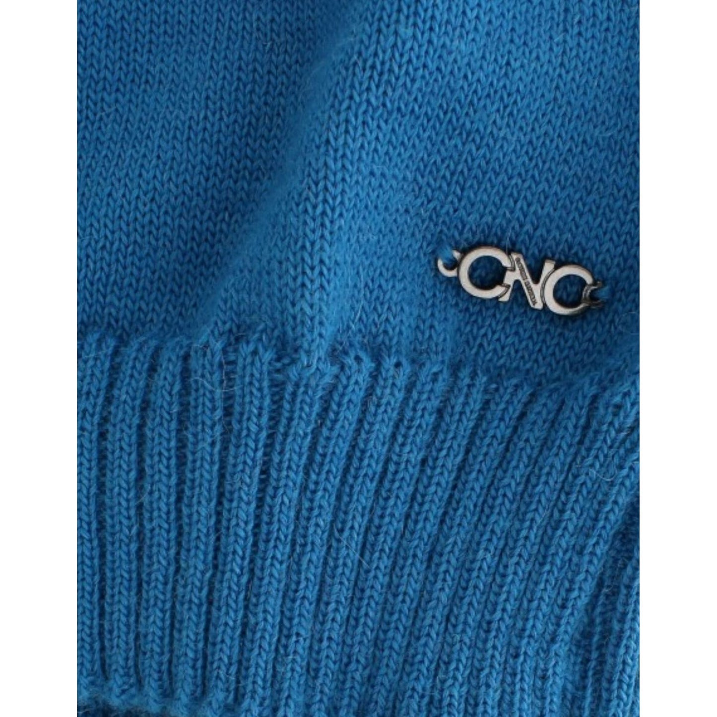 Costume National Chic Blue Scoop Neck Knit Sweater Costume National Dark Slate Blue