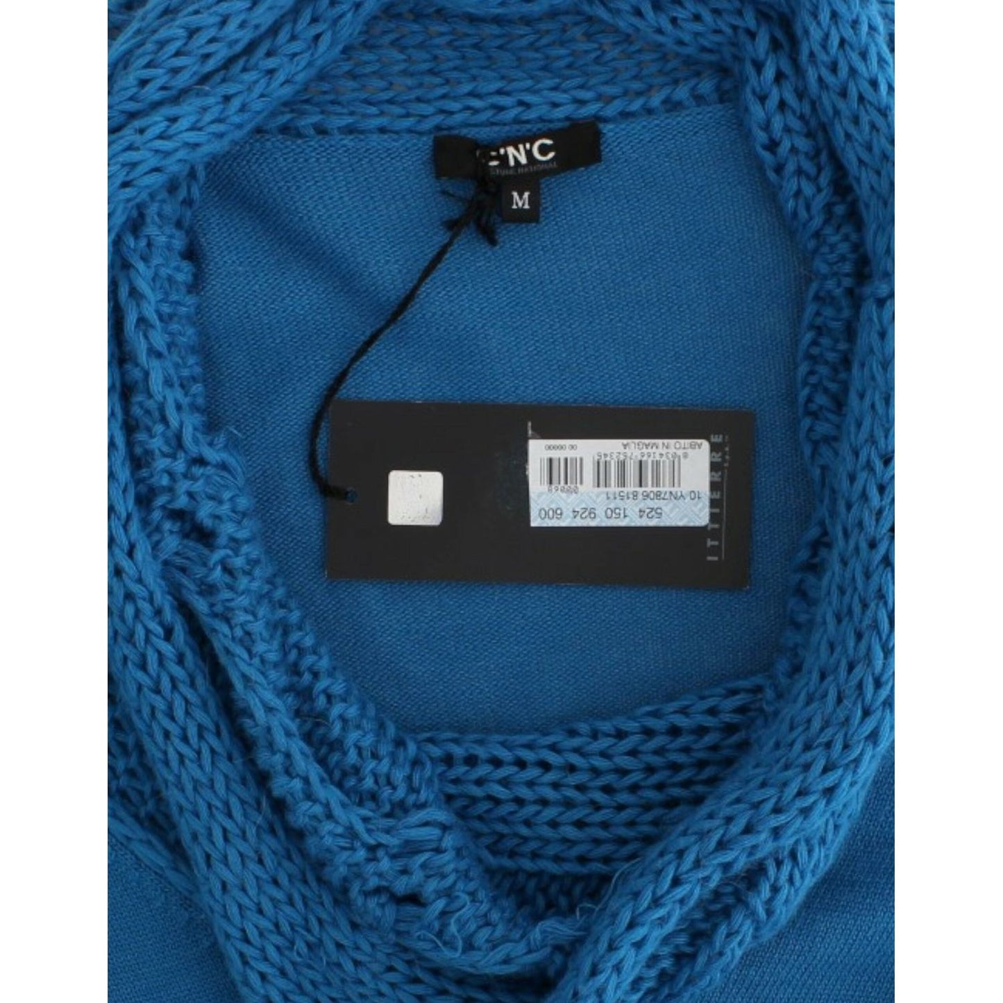 Costume National Chic Blue Scoop Neck Knit Sweater Costume National Dark Slate Gray