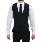 Dolce & Gabbana Elegant Blue Wool Dress Vest Dolce & Gabbana Black