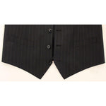 Dolce & Gabbana Chic Black Striped Wool Silk Dress Vest Dolce & Gabbana Seashell