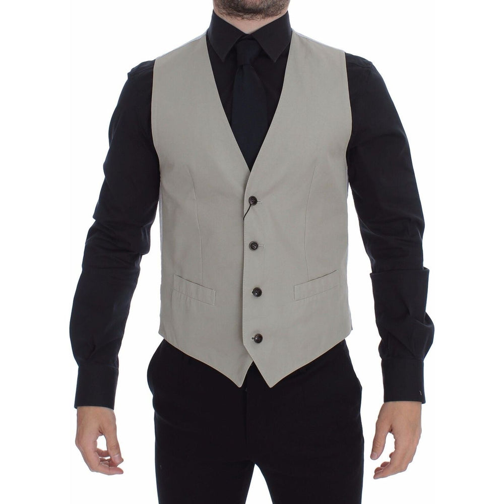 Dolce & Gabbana Chic Beige Single Breasted Dress Vest Dolce & Gabbana Dark Slate Gray