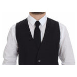 Dolce & Gabbana Sleek Gray Wool Dress Vest Dolce & Gabbana Black