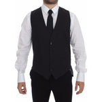 Dolce & Gabbana Sleek Gray Wool Dress Vest Dolce & Gabbana Black