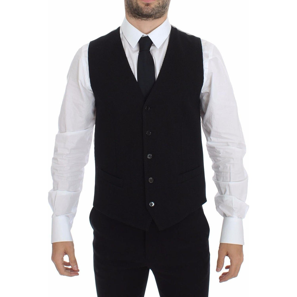 Dolce & Gabbana Elegant Black Silk Dress Vest Dolce & Gabbana Black