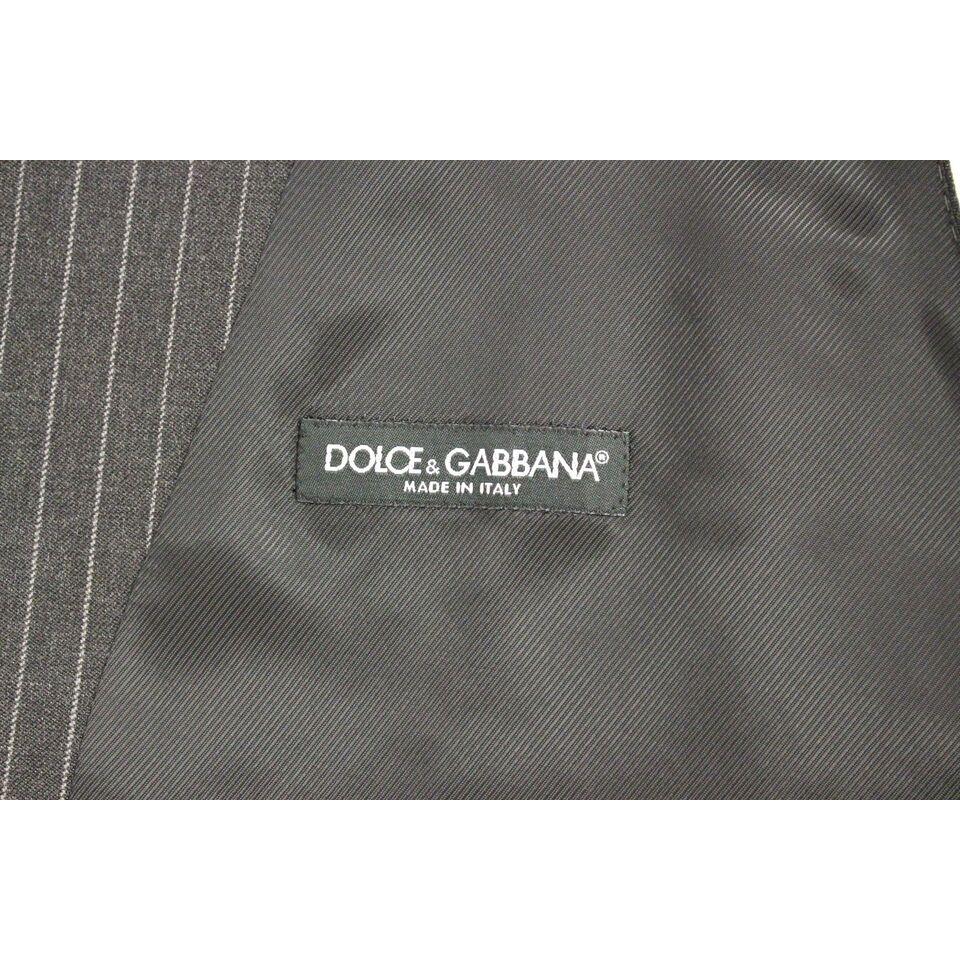 Dolce & Gabbana Elegant Gray Striped Wool Dress Vest Dolce & Gabbana Dim Gray