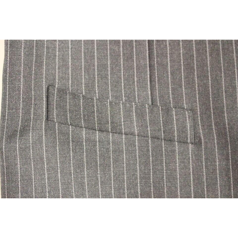 Dolce & Gabbana Elegant Gray Striped Wool Dress Vest Dolce & Gabbana Slate Gray