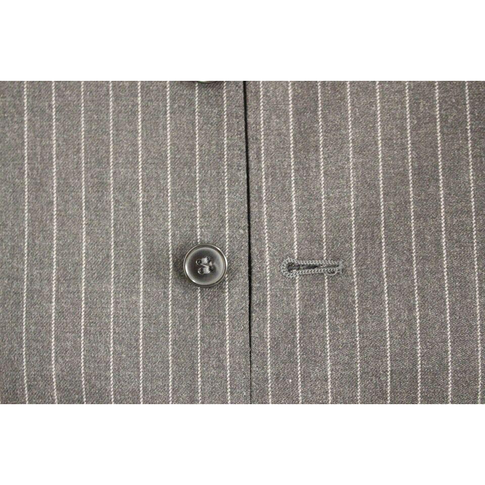 Dolce & Gabbana Elegant Gray Striped Wool Dress Vest Dolce & Gabbana Slate Gray