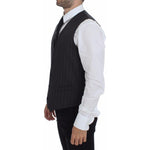 Dolce & Gabbana Elegant Striped Gray Dress Vest Dolce & Gabbana Dark Slate Gray