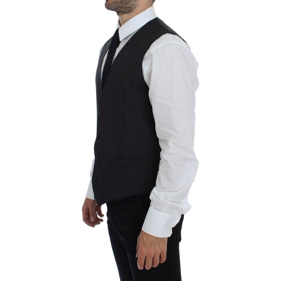 Dolce & Gabbana Elegant Gray Wool Formal Dress Vest Dolce & Gabbana Light Gray