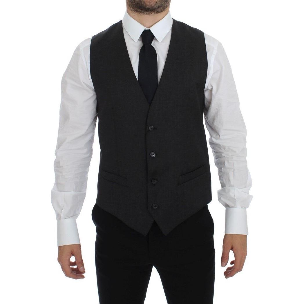 Dolce & Gabbana Elegant Gray Wool Formal Dress Vest Dolce & Gabbana Black