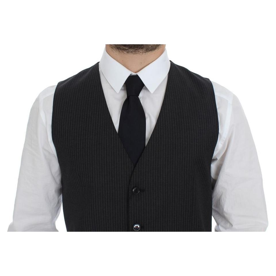 Dolce & Gabbana Elegant Gray Striped Dress Vest Dolce & Gabbana Dark Slate Gray