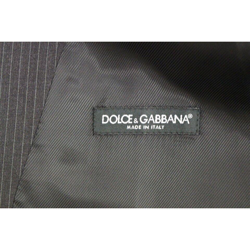 Dolce & Gabbana Elegant Gray Striped Dress Vest Dolce & Gabbana Dark Slate Gray