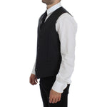 Dolce & Gabbana Elegant Gray Striped Wool Dress Vest Dolce & Gabbana Black