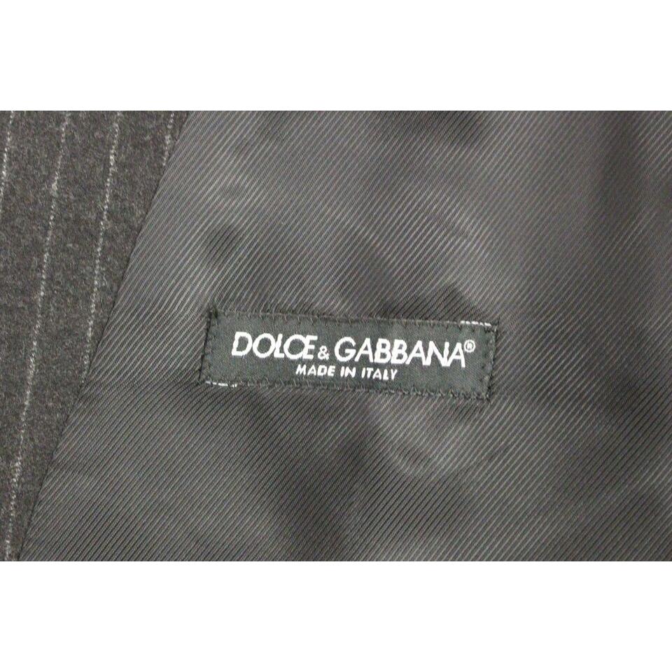 Dolce & Gabbana Elegant Gray Striped Wool Dress Vest Dolce & Gabbana Dim Gray