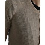Dolce & Gabbana Elegant Beige Henley Cashmere Sweater Dolce & Gabbana Dim Gray