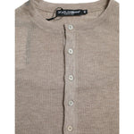 Dolce & Gabbana Elegant Beige Henley Cashmere Sweater Dolce & Gabbana Rosy Brown