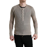 Dolce & Gabbana Elegant Beige Henley Cashmere Sweater Dolce & Gabbana Dim Gray