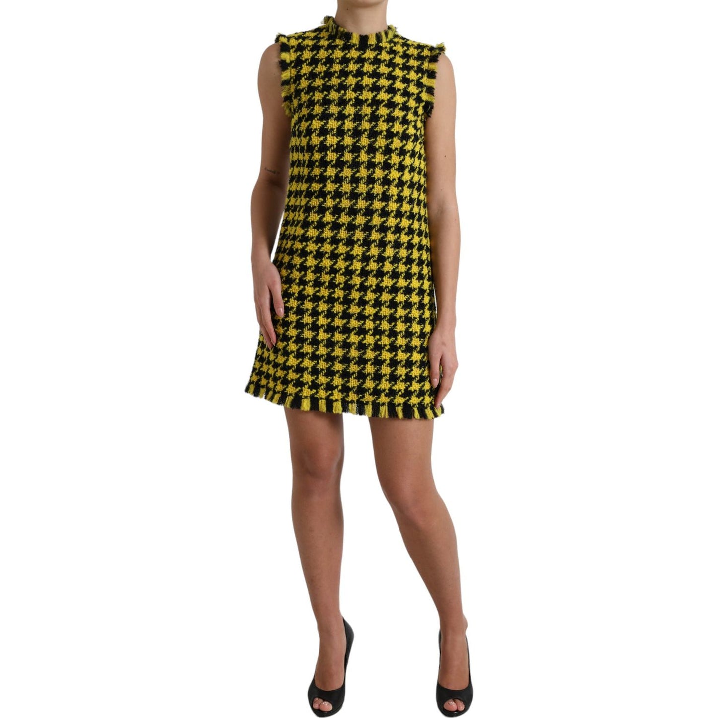 Dolce & Gabbana Houndstooth Knitted Chic Yellow Mini Skirt Dolce & Gabbana Sienna
