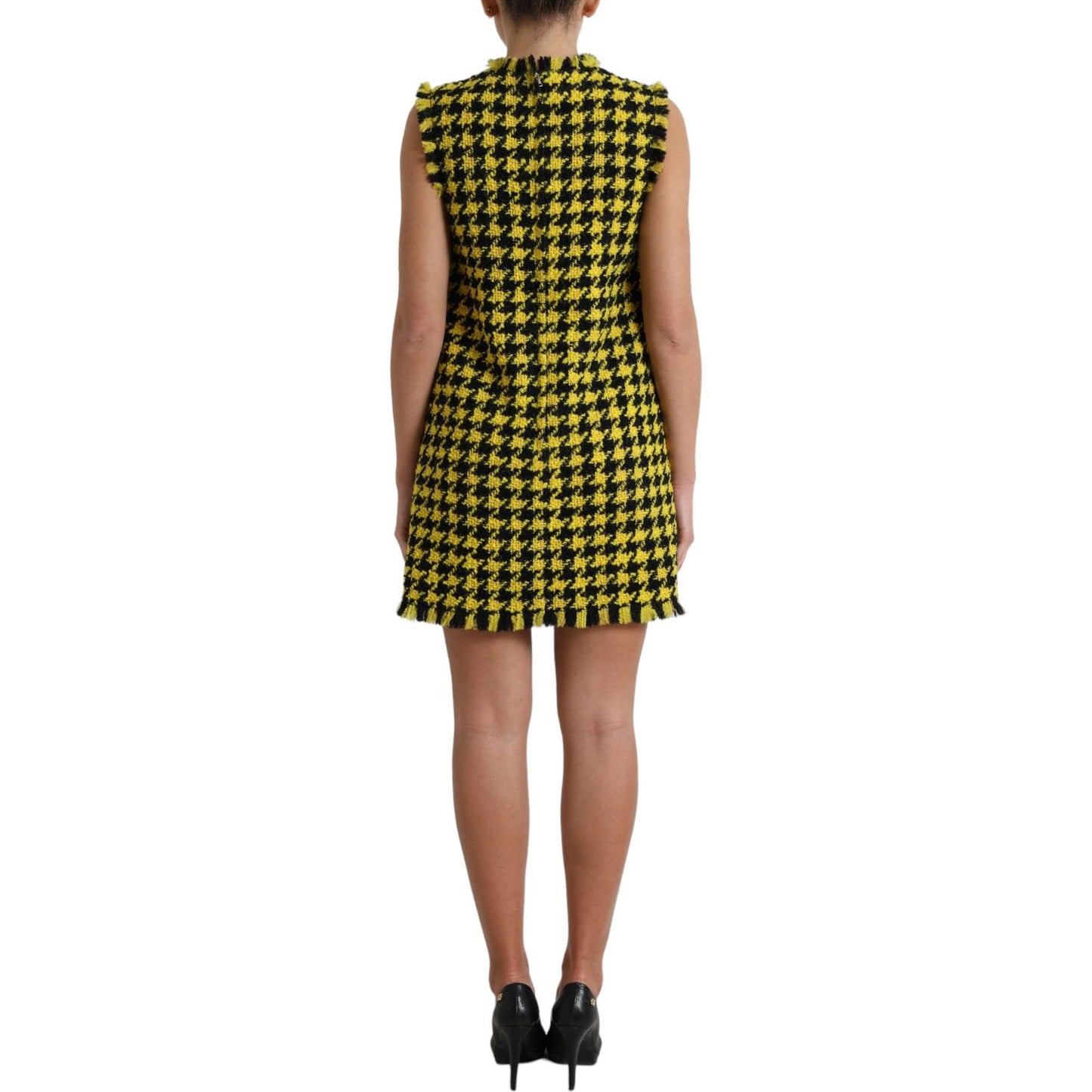 Dolce & Gabbana Houndstooth Knitted Chic Yellow Mini Skirt Dolce & Gabbana Sienna