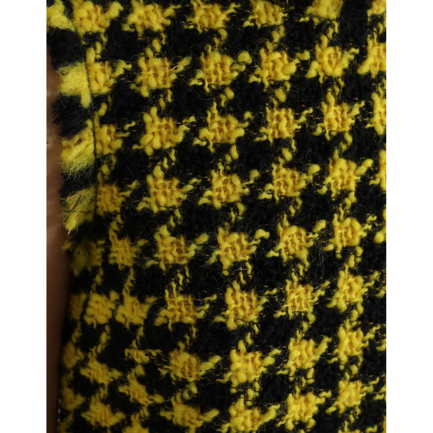 Dolce & Gabbana Houndstooth Knitted Chic Yellow Mini Skirt Dolce & Gabbana Goldenrod