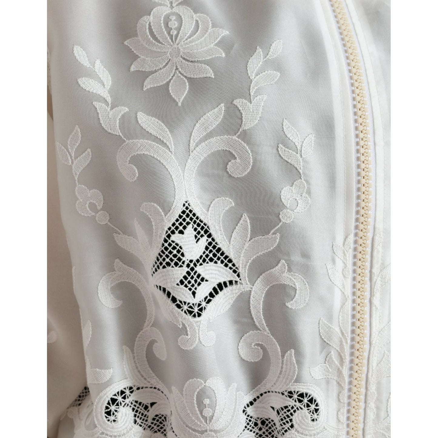 Dolce & Gabbana Elegant White Silk Bomber Jacket Dolce & Gabbana Gray