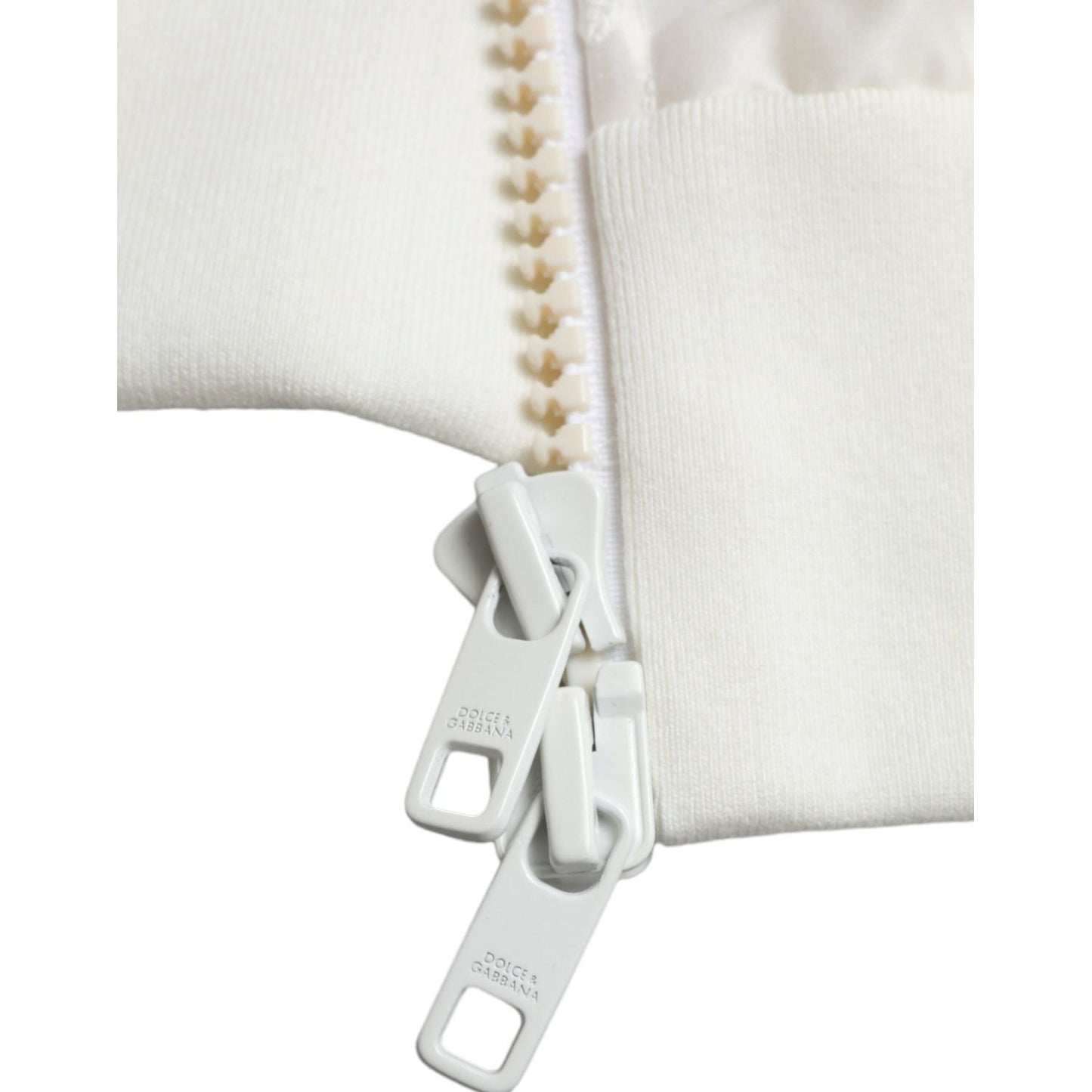 Dolce & Gabbana Elegant White Silk Bomber Jacket Dolce & Gabbana Light Gray