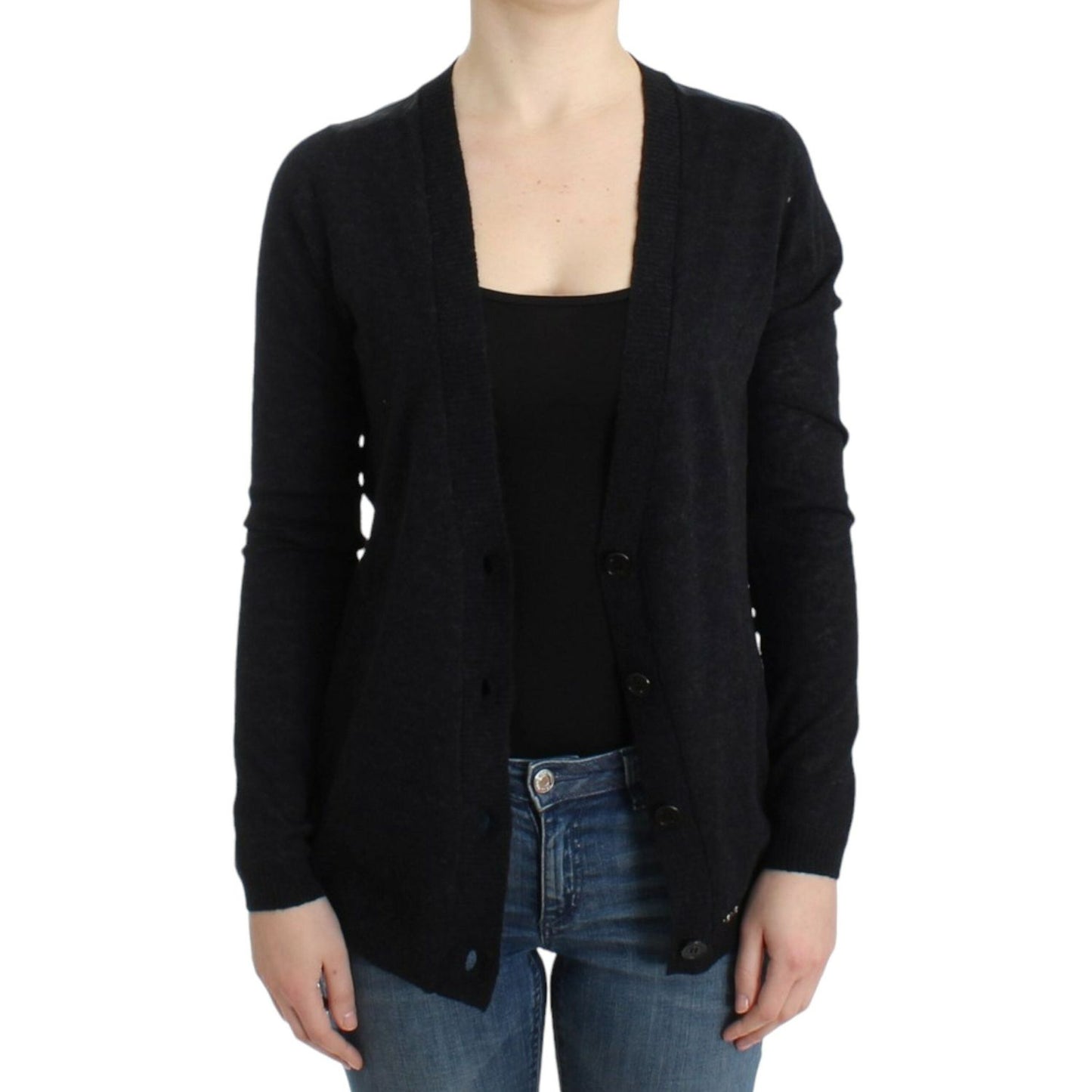 Costume National Elegant Deep V-neck Lightweight Cardigan Costume National Black
