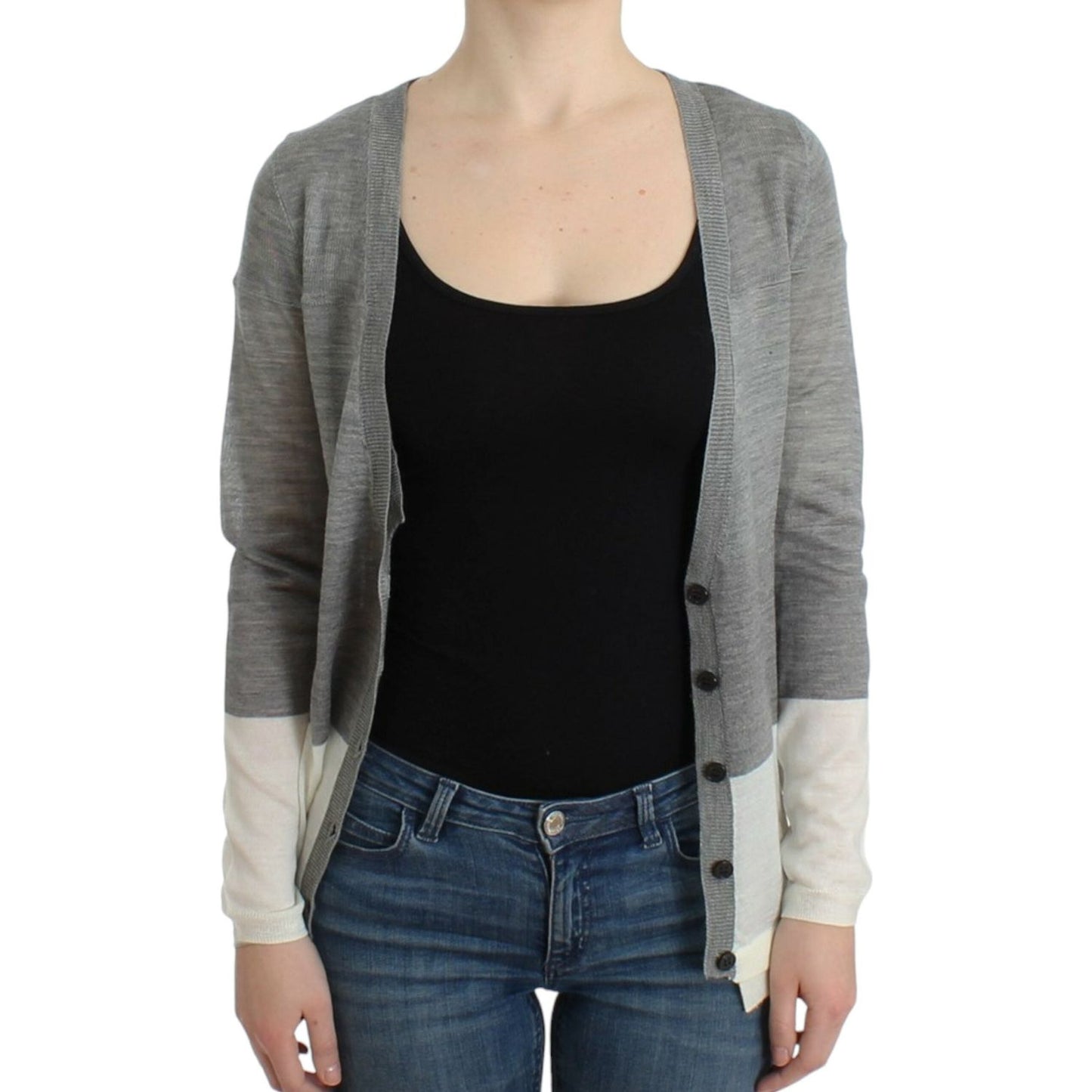 Costume National Chic Gray Lightweight Cardigan Costume National Dark Slate Gray