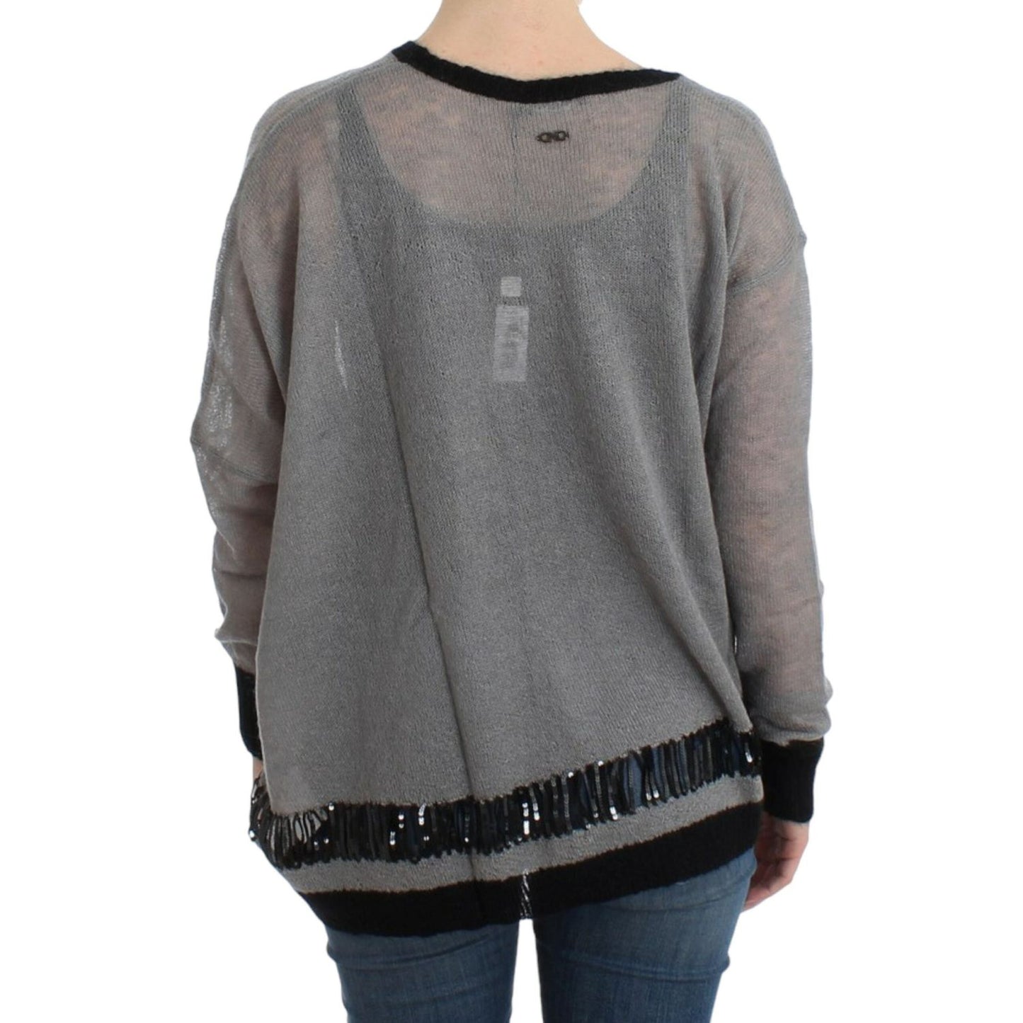 Costume National Chic Asymmetric Embellished Knit Sweater Costume National Dim Gray