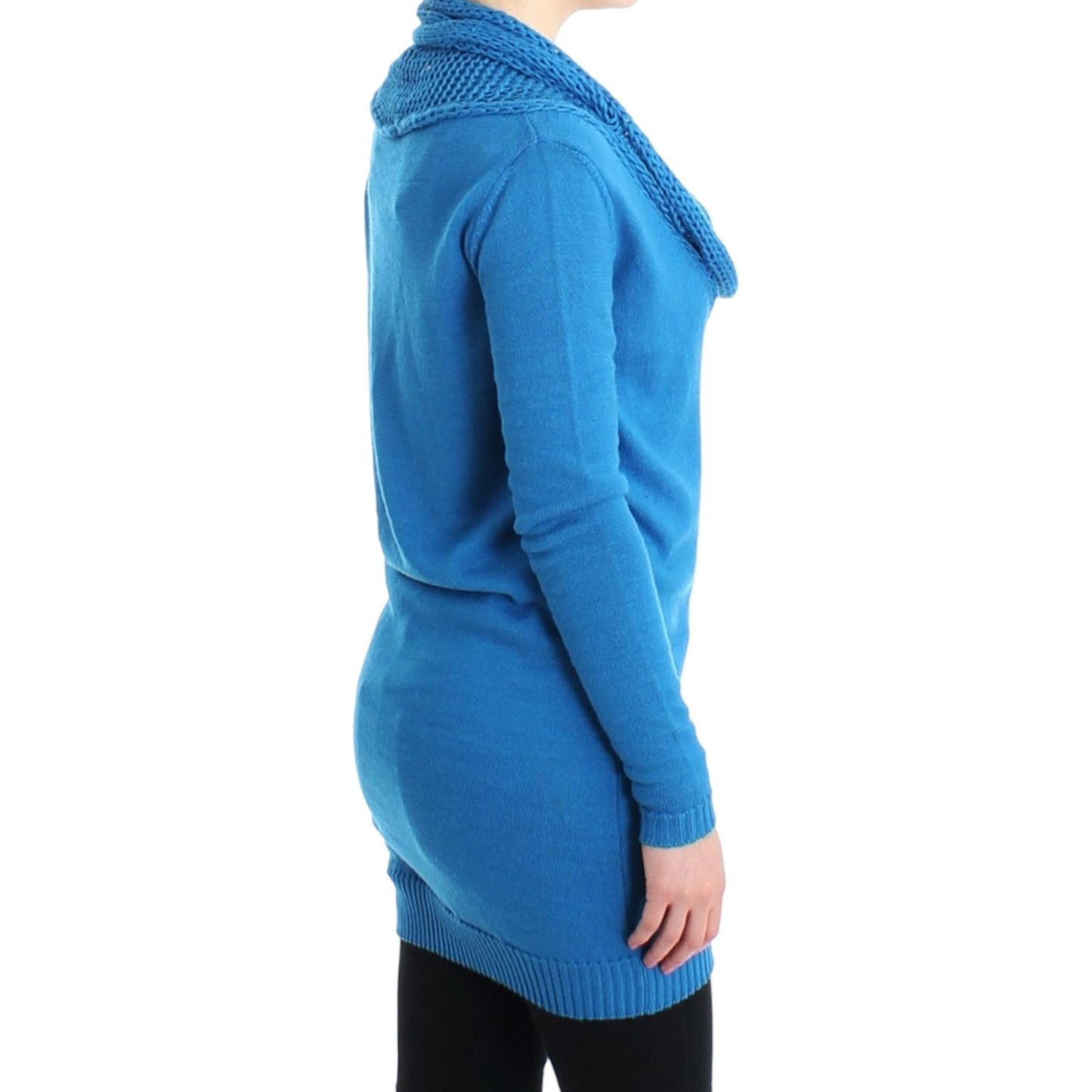 Costume National Cozy Scoop Neck Blue Knit Sweater Costume National Steel Blue