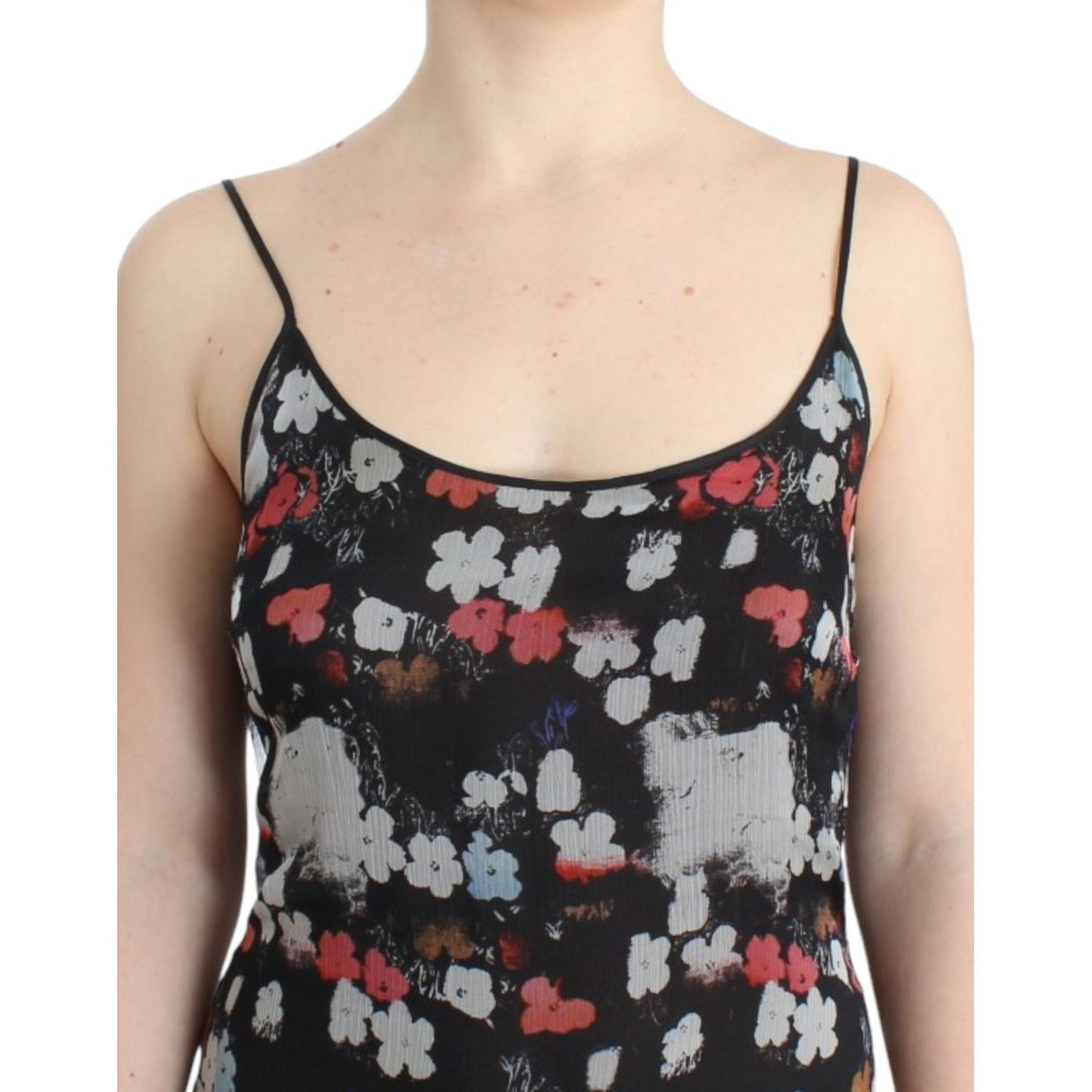 Costume National Multicolor Silk Floral Mini Dress Costume National Gray