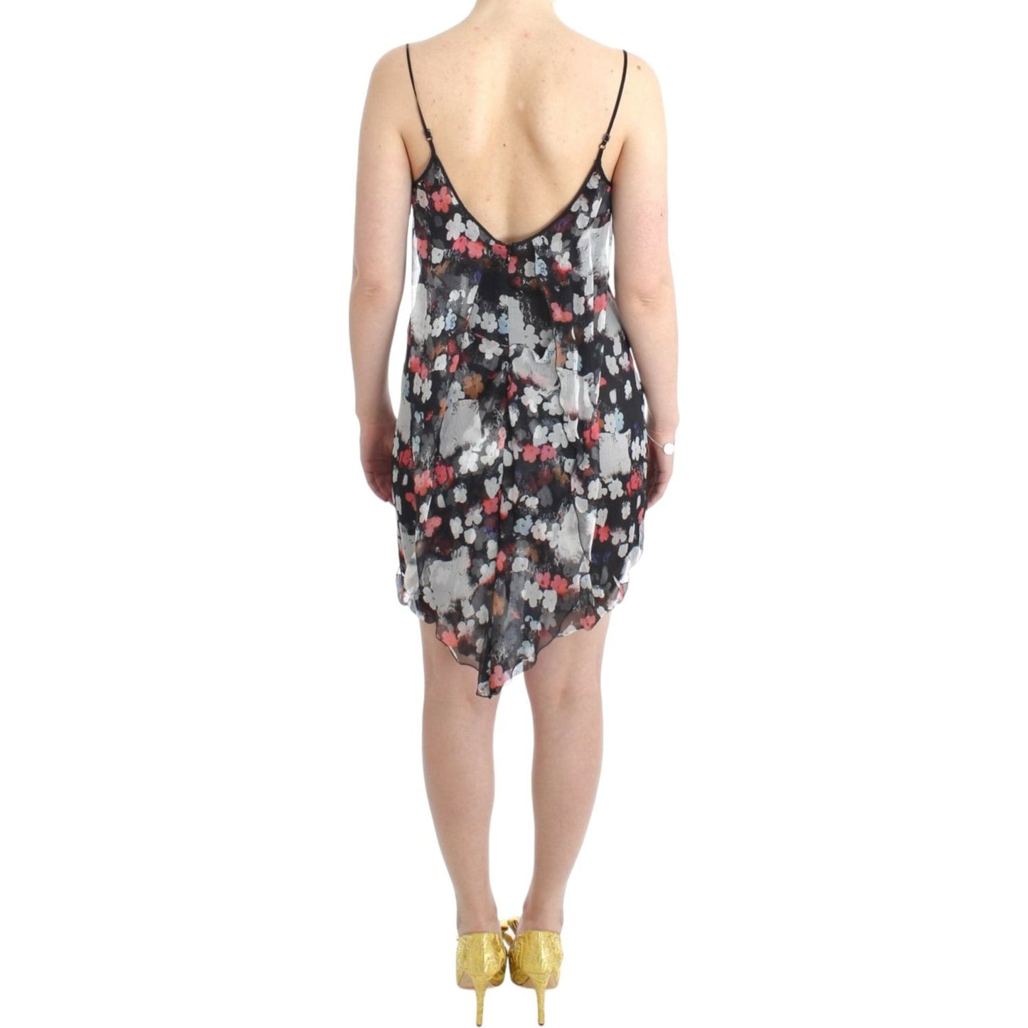 Costume National Multicolor Silk Floral Mini Dress Costume National Tan